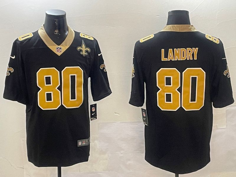 Men New Orleans Saints #80 Landry Black Second generation 2024 Nike Limited NFL Jersey style 3